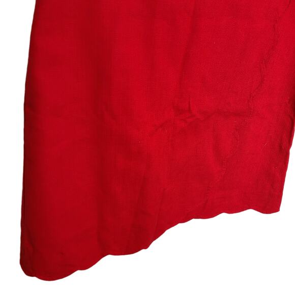 J. Crew Skirt Mini Skirt Pencil Skirt Womens 8 Red Scalloped Cotton Skirt Womens - Picture 3 of 8